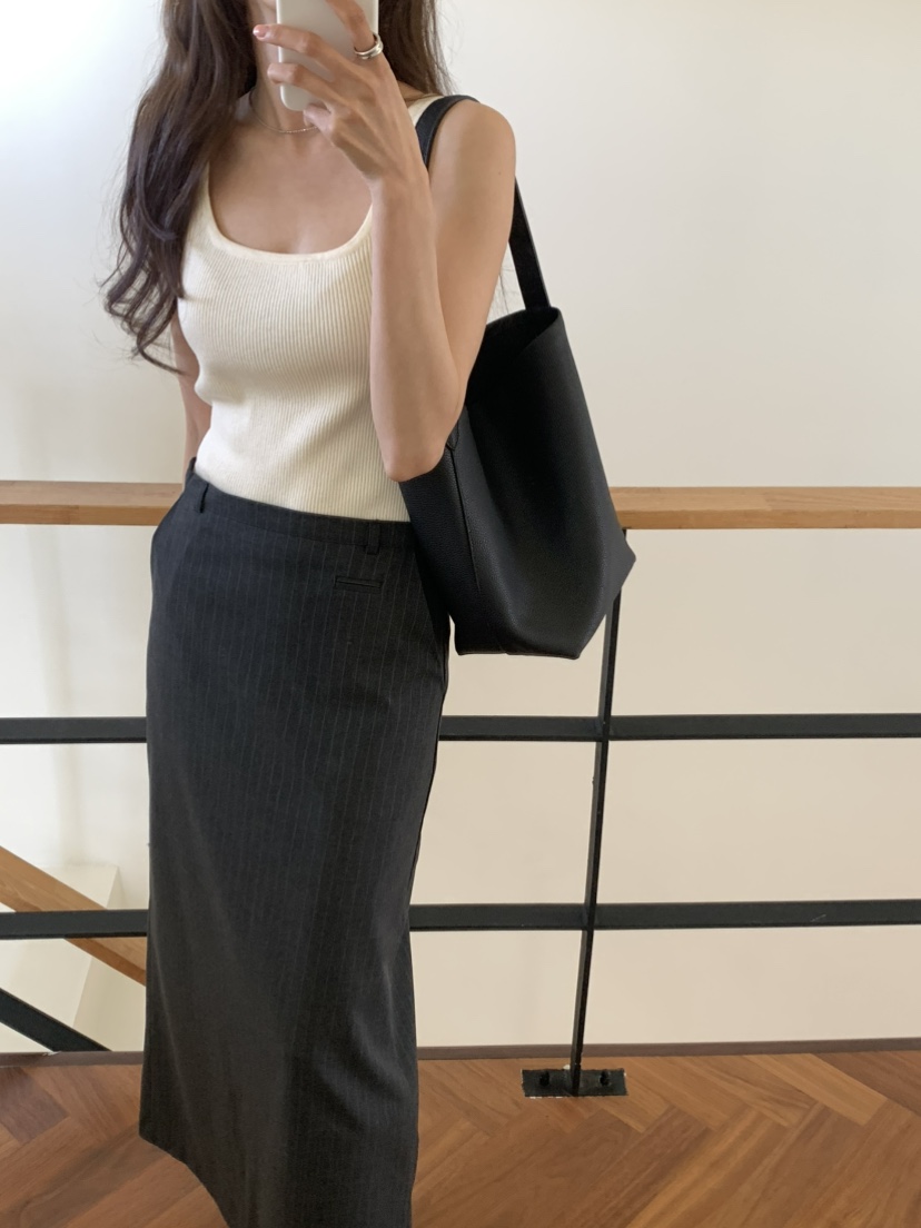 NOTICE東大門實拍女士新品休閑人氣職業26春夏真品長裙條紋NOTICE長裙