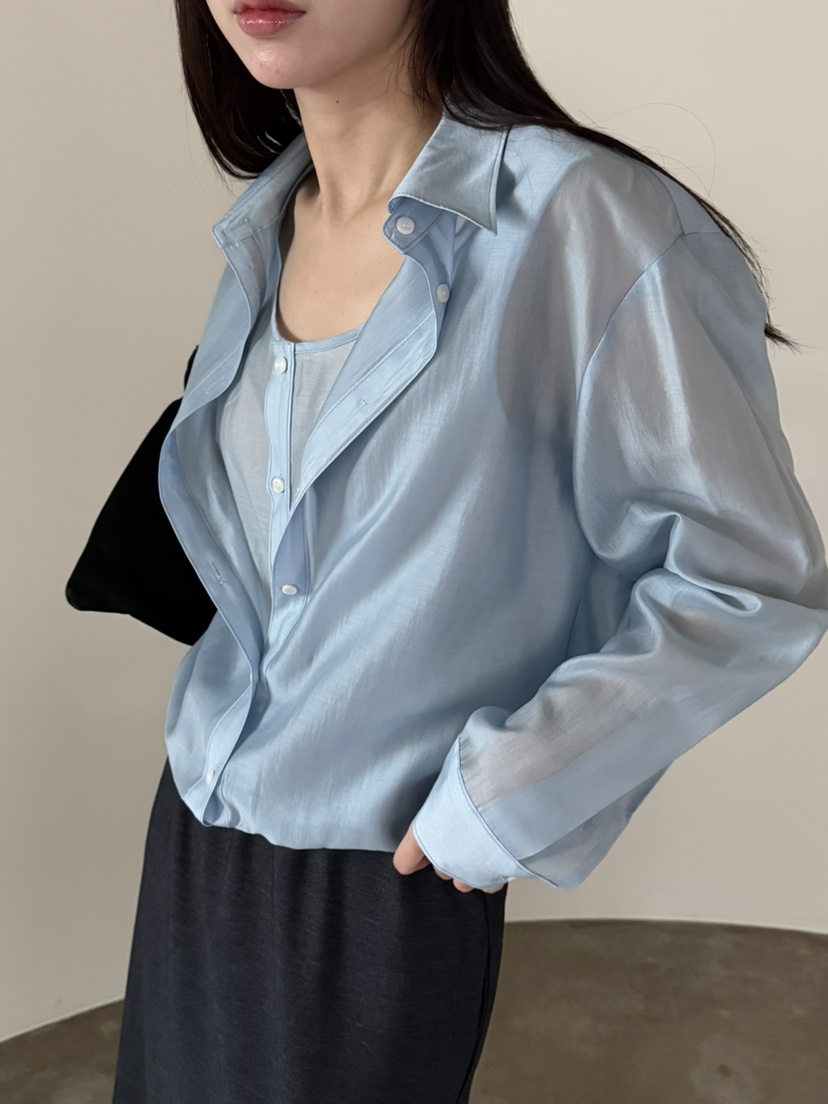 FOSET東大門直郵女士新品26春夏人氣真品襯衫蕾絲衫絲綢雙層FOSET襯衫/蕾絲衫