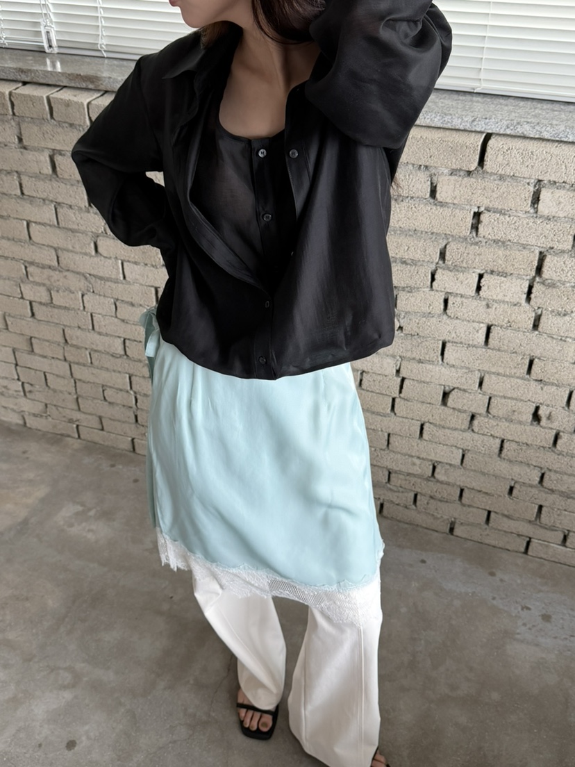 FOSET東大門直郵女士新品26春夏人氣真品襯衫蕾絲衫絲綢雙層FOSET襯衫/蕾絲衫