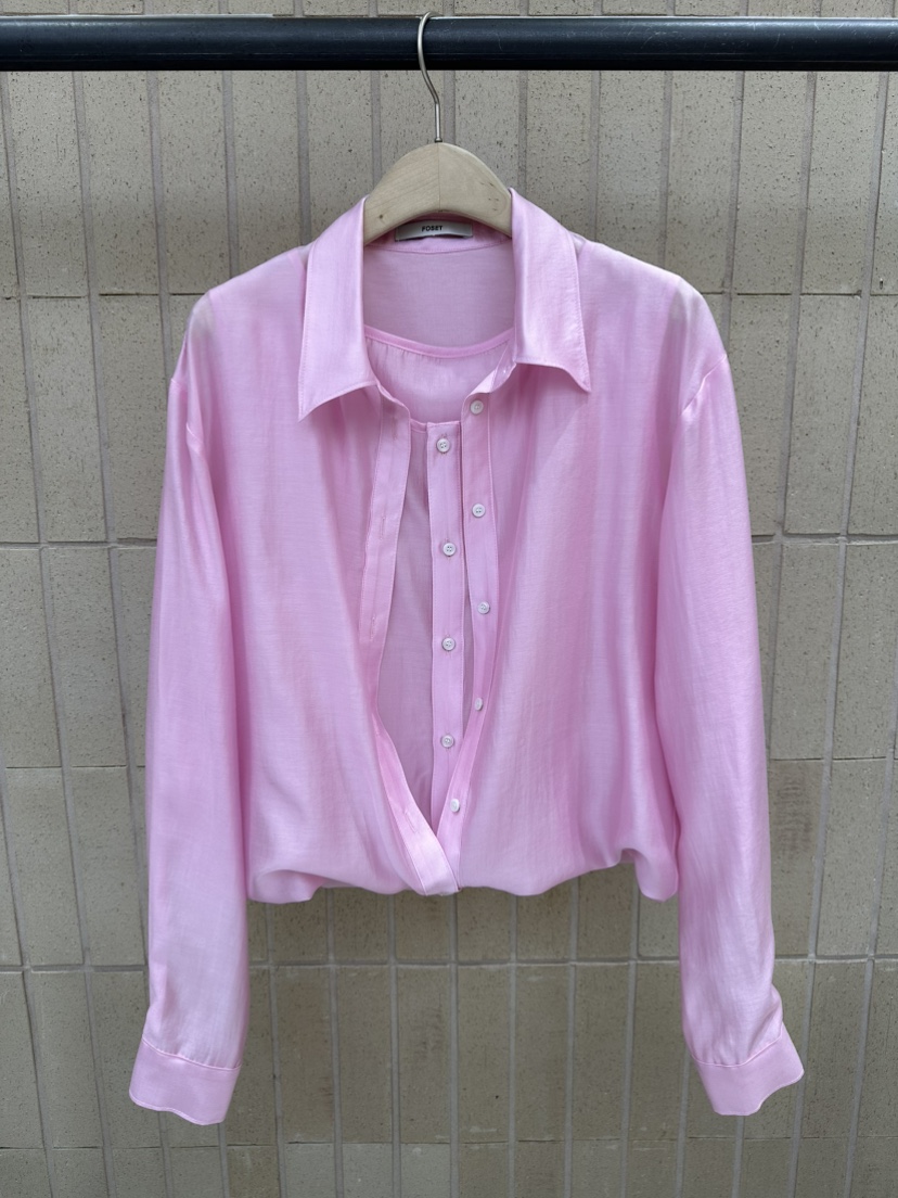 FOSET東大門直郵女士新品26春夏人氣真品襯衫蕾絲衫絲綢雙層FOSET襯衫/蕾絲衫圖色3