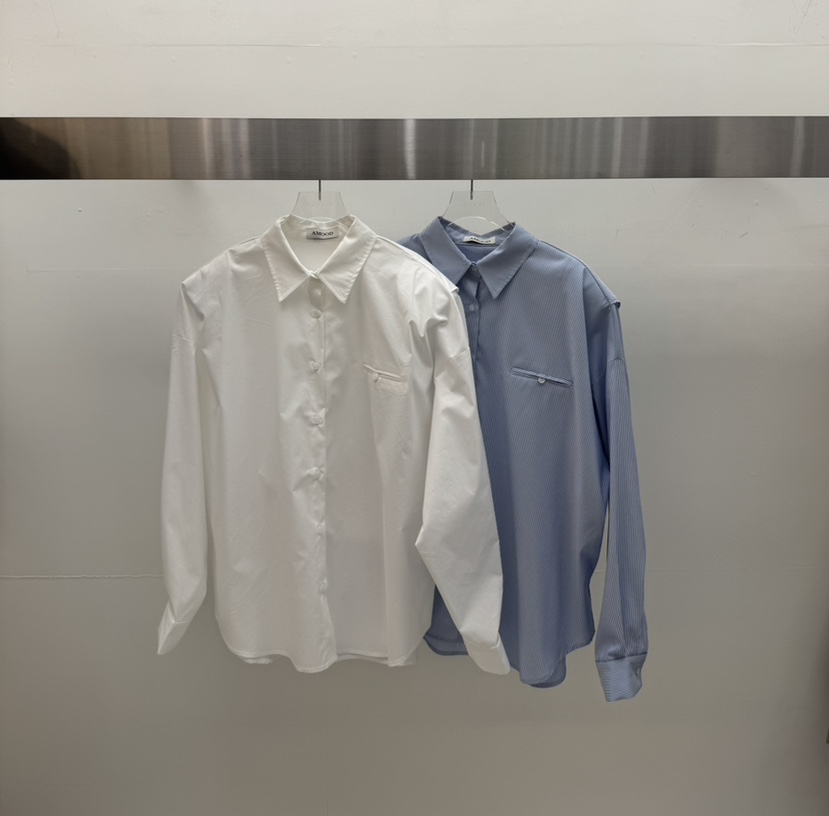 AMOOD韓國代購女裝新款推薦時尚職業真品襯衫蕾絲衫雙排扣AMOOD襯衫/蕾絲衫