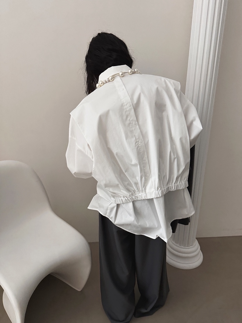 AMOOD韓國代購女裝新款推薦時尚職業真品襯衫蕾絲衫雙排扣AMOOD襯衫/蕾絲衫