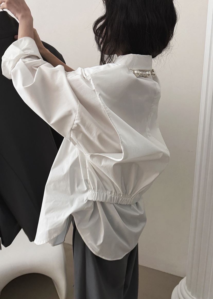 AMOOD韓國代購女裝新款推薦時尚職業真品襯衫蕾絲衫雙排扣AMOOD襯衫/蕾絲衫