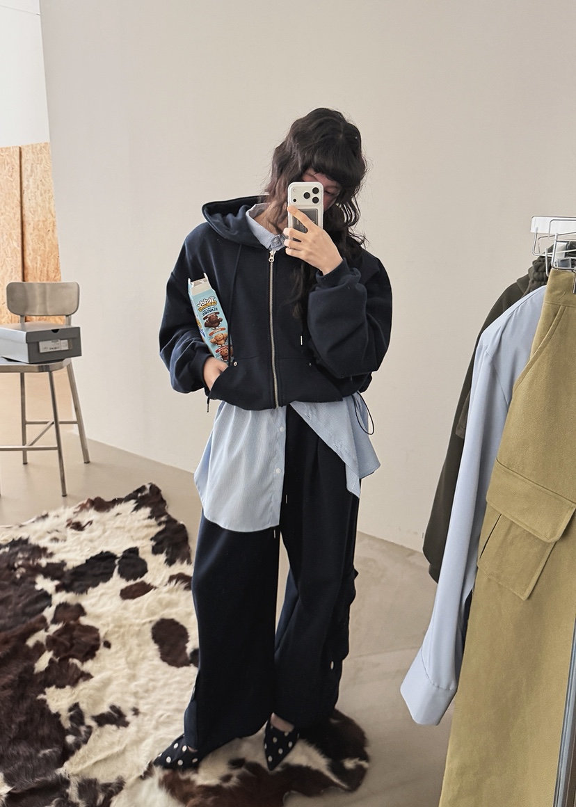 AMOOD韓國代購女裝新款推薦時尚職業真品襯衫蕾絲衫雙排扣AMOOD襯衫/蕾絲衫