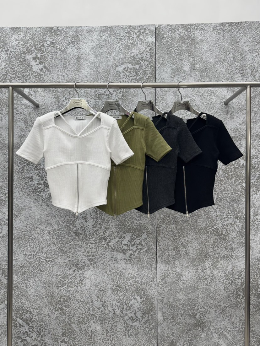 BADCALM東大門代購女裝新品職業休閑熱賣真品人氣T恤拉鏈BADCALMT恤