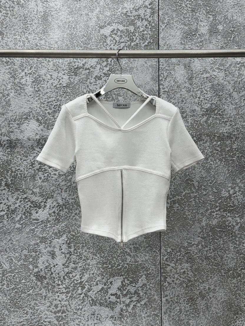 BADCALM東大門代購女裝新品職業休閑熱賣真品人氣T恤拉鏈BADCALMT恤圖色1