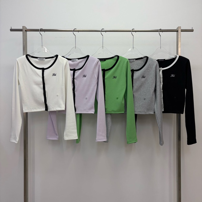 REVE CITE-L韓國直郵女裝新品熱賣時尚長袖T恤刺繡開衫REVE CITE-L長袖T恤