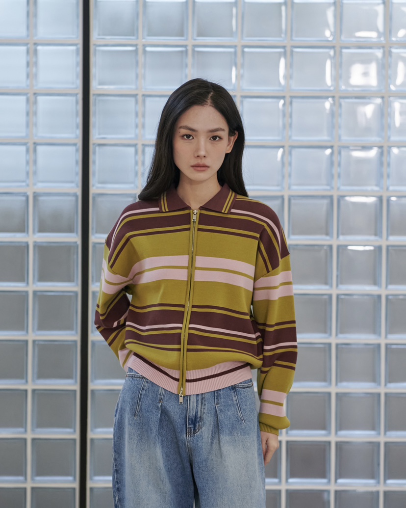 STAGE韓國代購女裝新款人氣休閑時尚推薦熱賣職業針織衫拉鏈STAGE針織衫