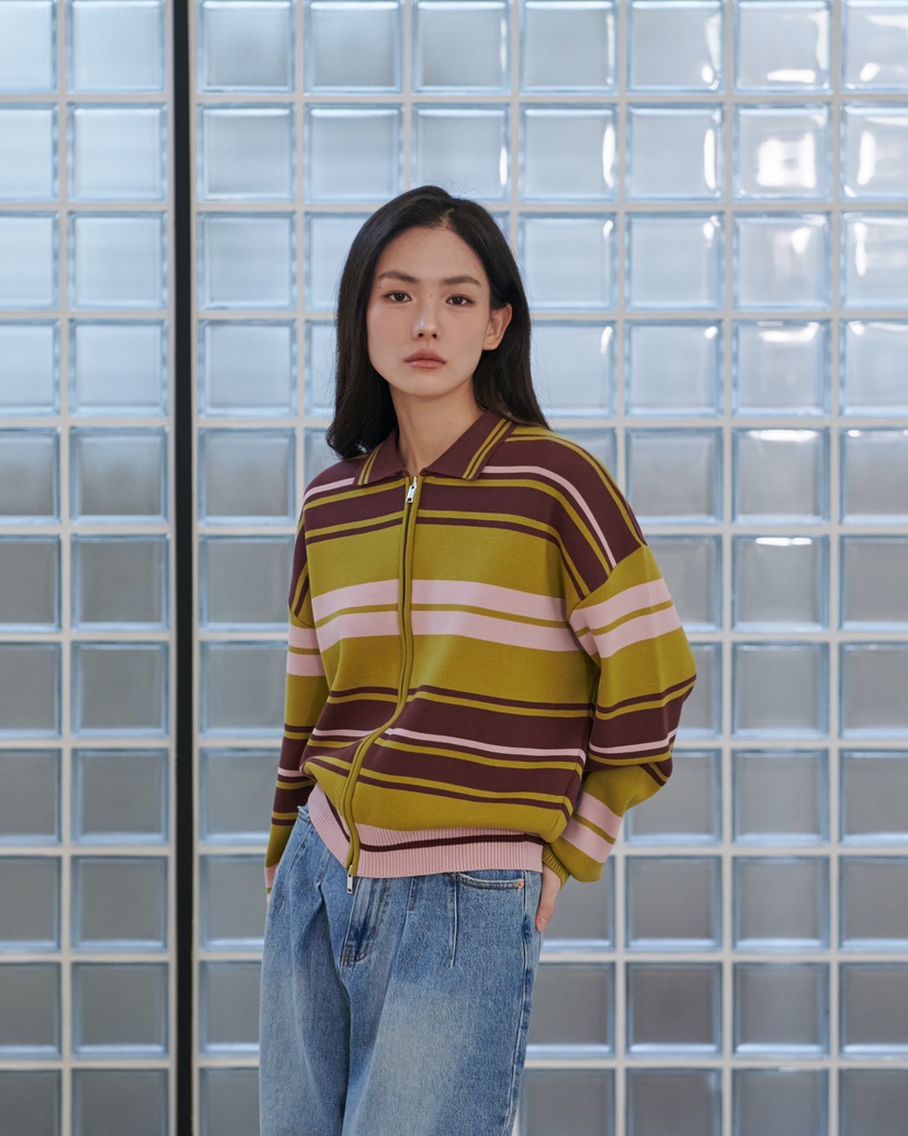 STAGE韓國代購女裝新款人氣休閑時尚推薦熱賣職業針織衫拉鏈STAGE針織衫