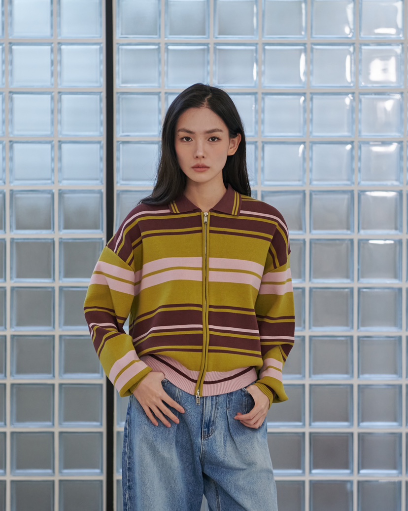 STAGE韓國代購女裝新款人氣休閑時尚推薦熱賣職業針織衫拉鏈STAGE針織衫