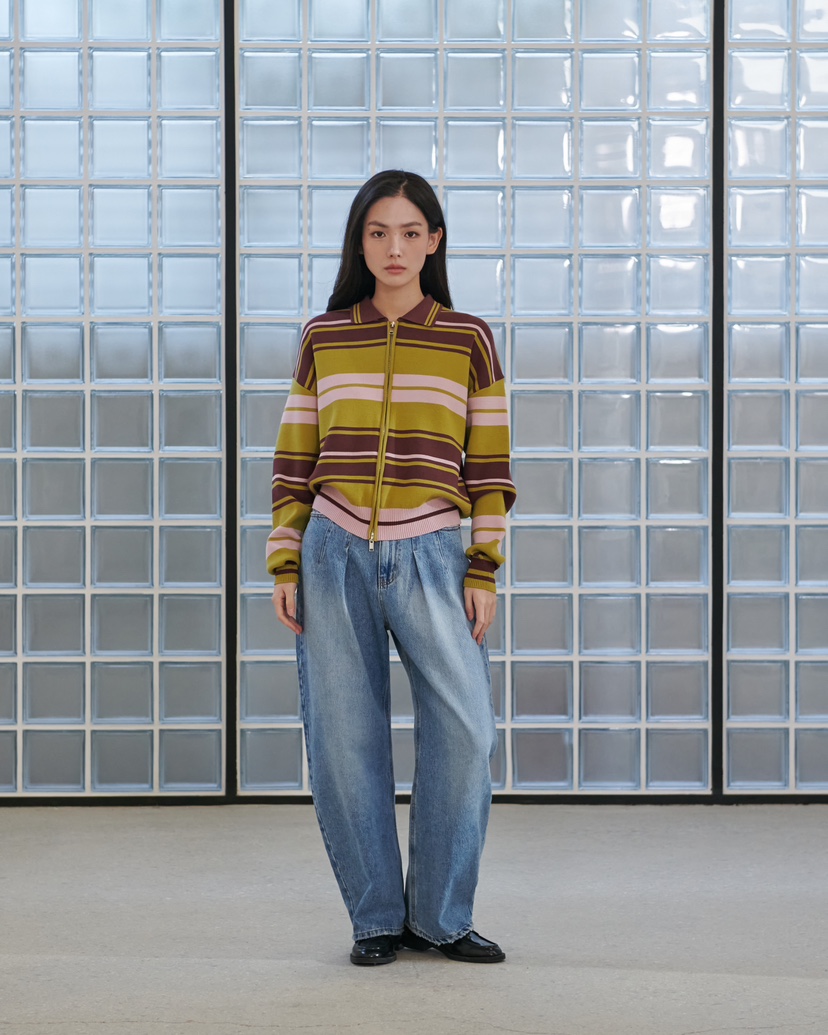 STAGE韓國代購女裝新款人氣休閑時尚推薦熱賣職業針織衫拉鏈STAGE針織衫