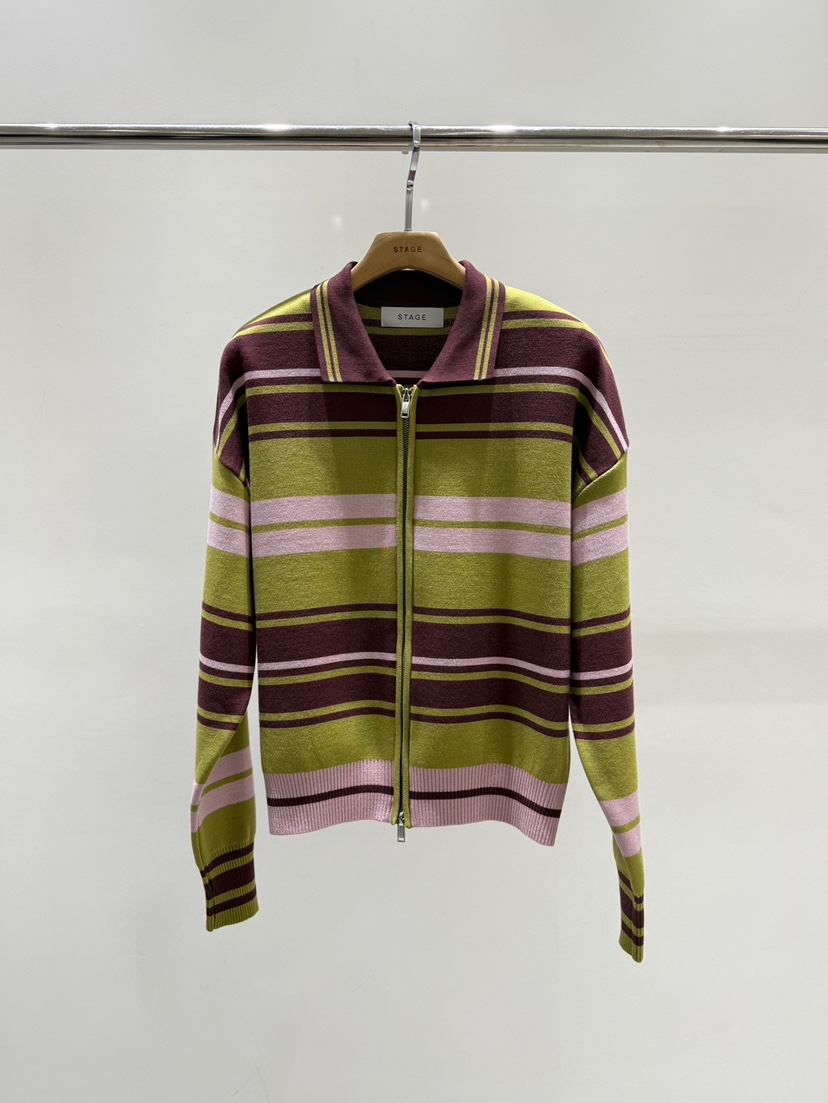 STAGE韓國代購女裝新款人氣休閑時尚推薦熱賣職業針織衫拉鏈STAGE針織衫圖色1