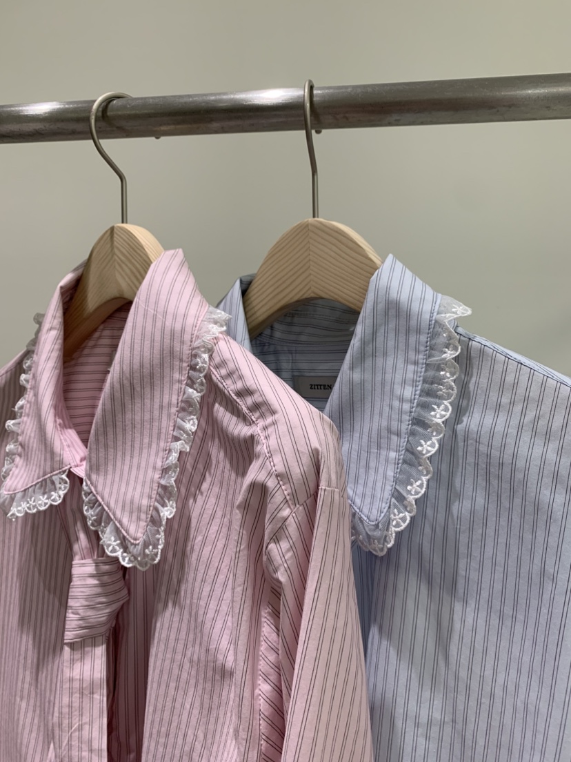 ZITTEN韓國直郵女裝新品職業推薦休閑襯衫蕾絲衫系帶蕾絲ZITTEN襯衫/蕾絲衫