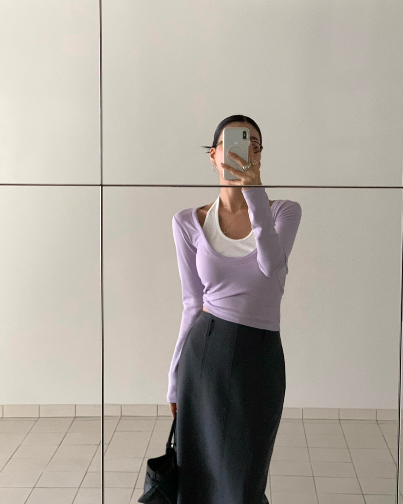 REVE CITE-L東大門實拍女士新款時尚真品長裙不含腰帶開衩REVE CITE-L長裙