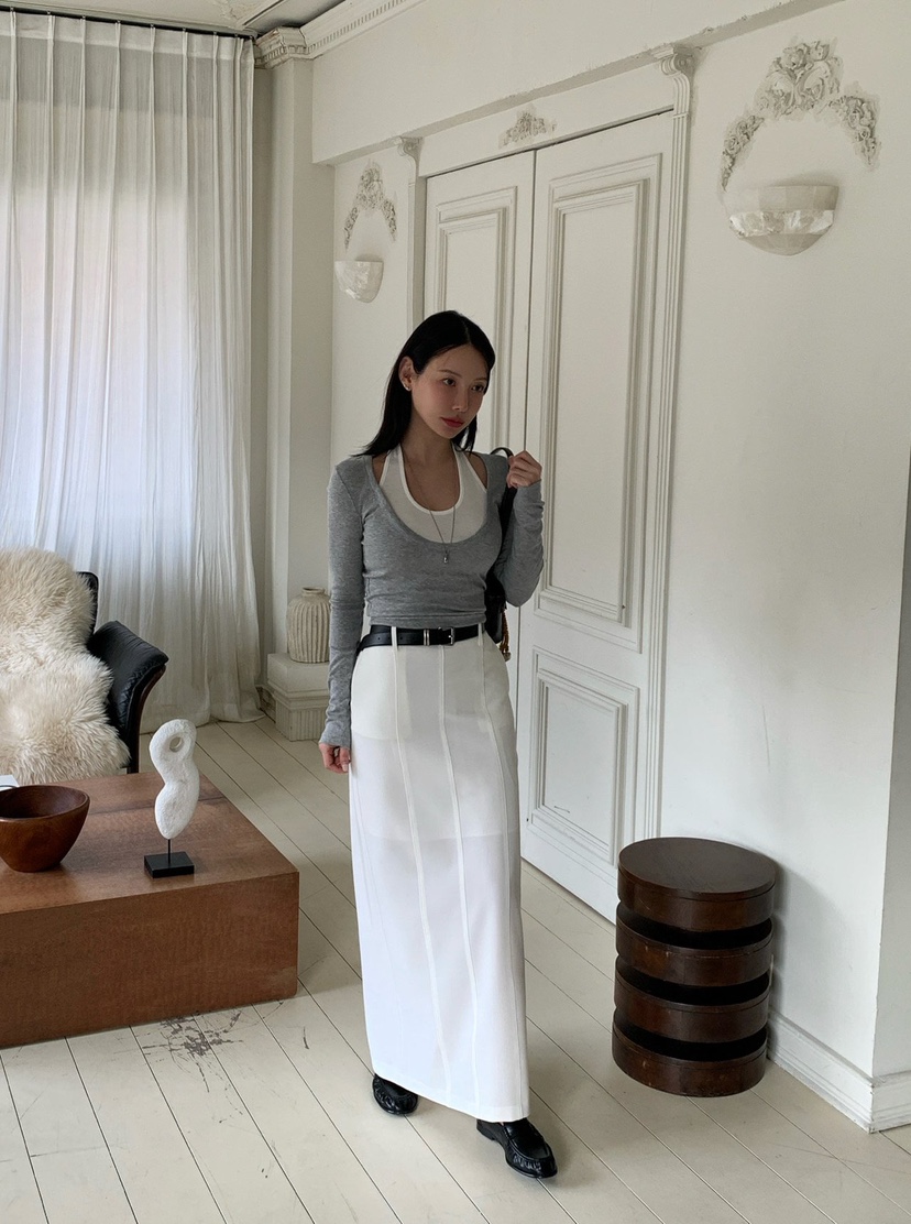 REVE CITE-L東大門實拍女士新款時尚真品長裙不含腰帶開衩REVE CITE-L長裙