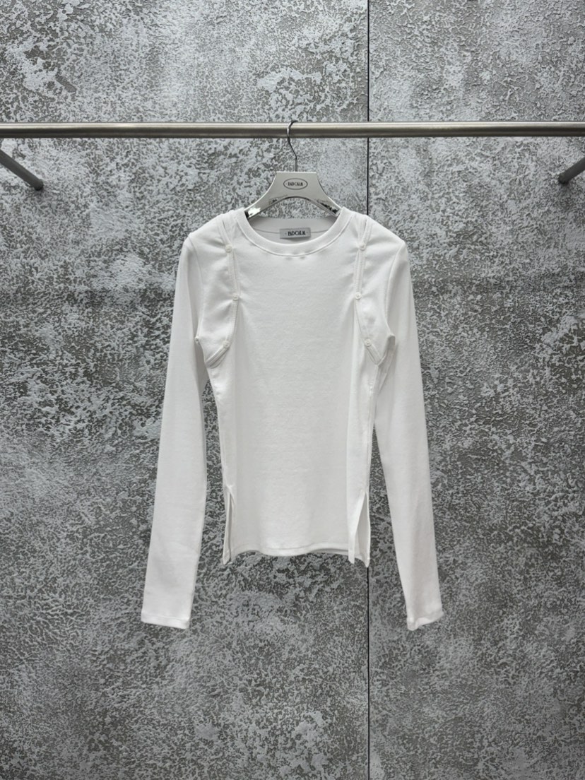 BADCALM東大門直郵女裝新款推薦職業熱賣人氣長袖T恤紐扣BADCALM長袖T恤圖色1