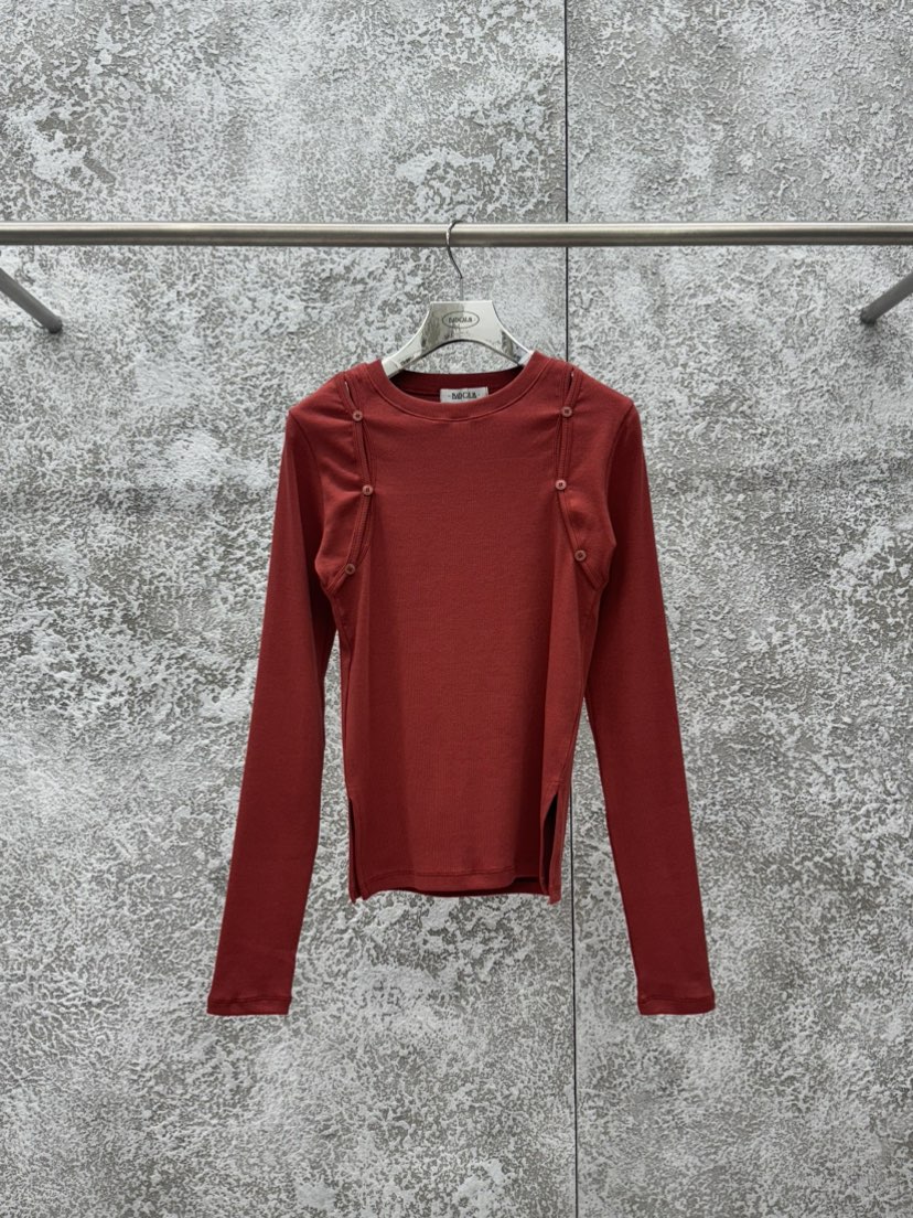 BADCALM東大門直郵女裝新款推薦職業熱賣人氣長袖T恤紐扣BADCALM長袖T恤圖色2