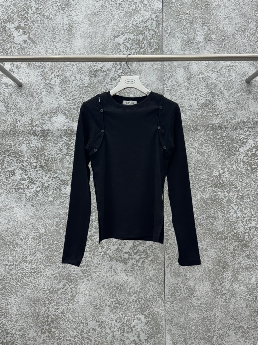 BADCALM東大門直郵女裝新款推薦職業熱賣人氣長袖T恤紐扣BADCALM長袖T恤圖色4