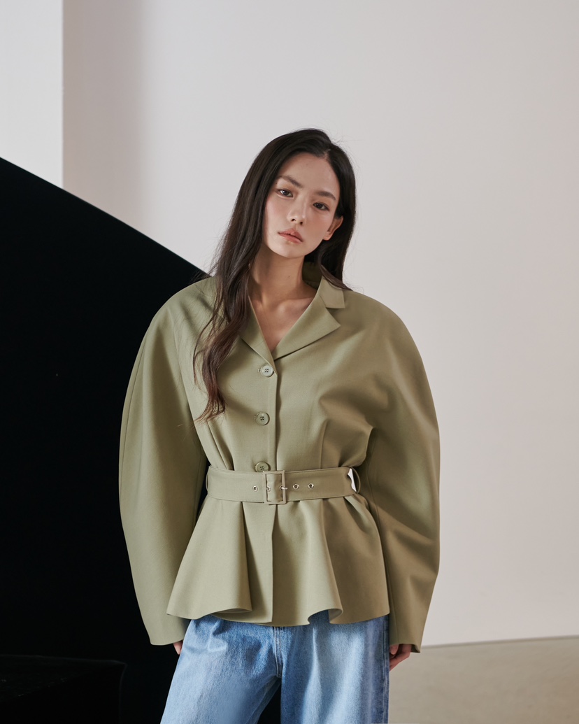 STAGE東大門代購女裝新品休閑26春夏時尚職業真品夾克含腰帶STAGE夾克