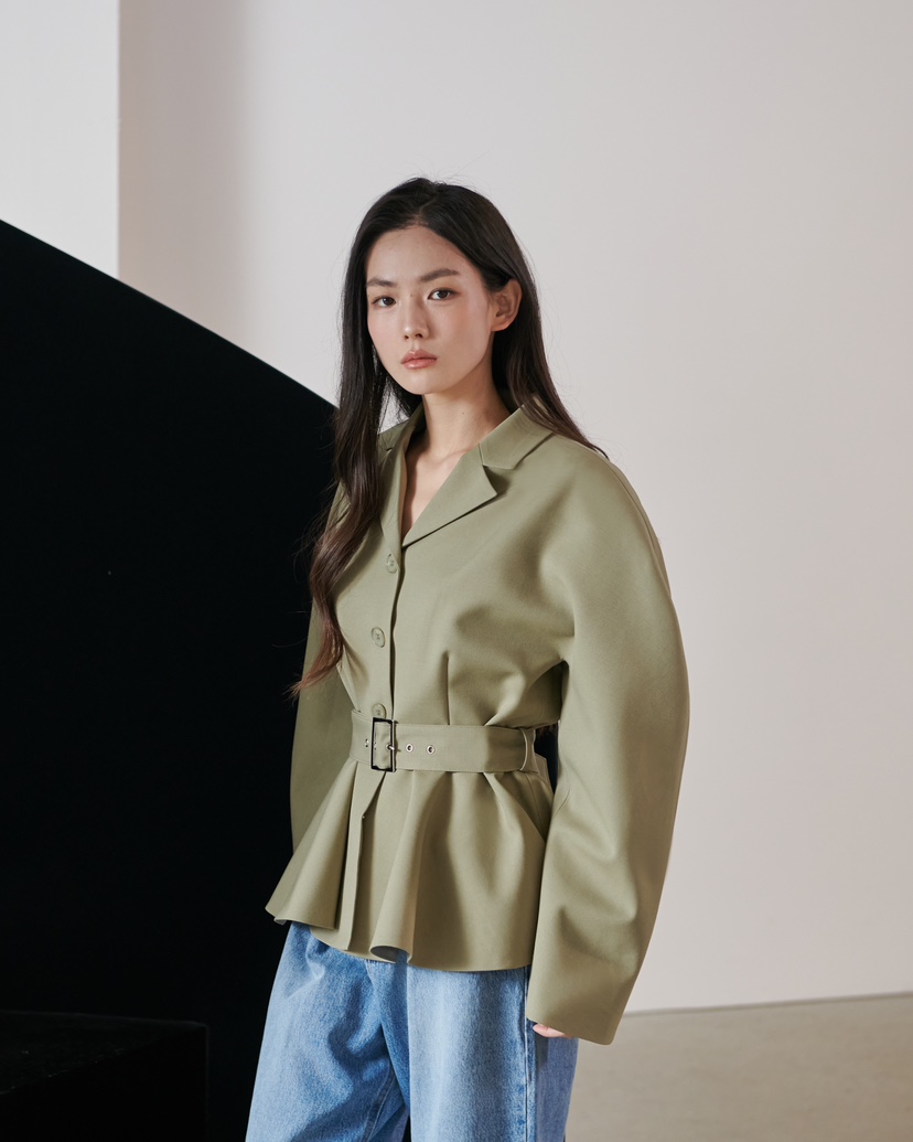 STAGE東大門代購女裝新品休閑26春夏時尚職業真品夾克含腰帶STAGE夾克