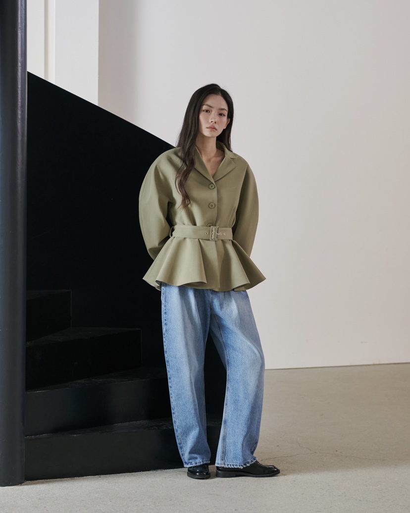 STAGE東大門代購女裝新品休閑26春夏時尚職業真品夾克含腰帶STAGE夾克