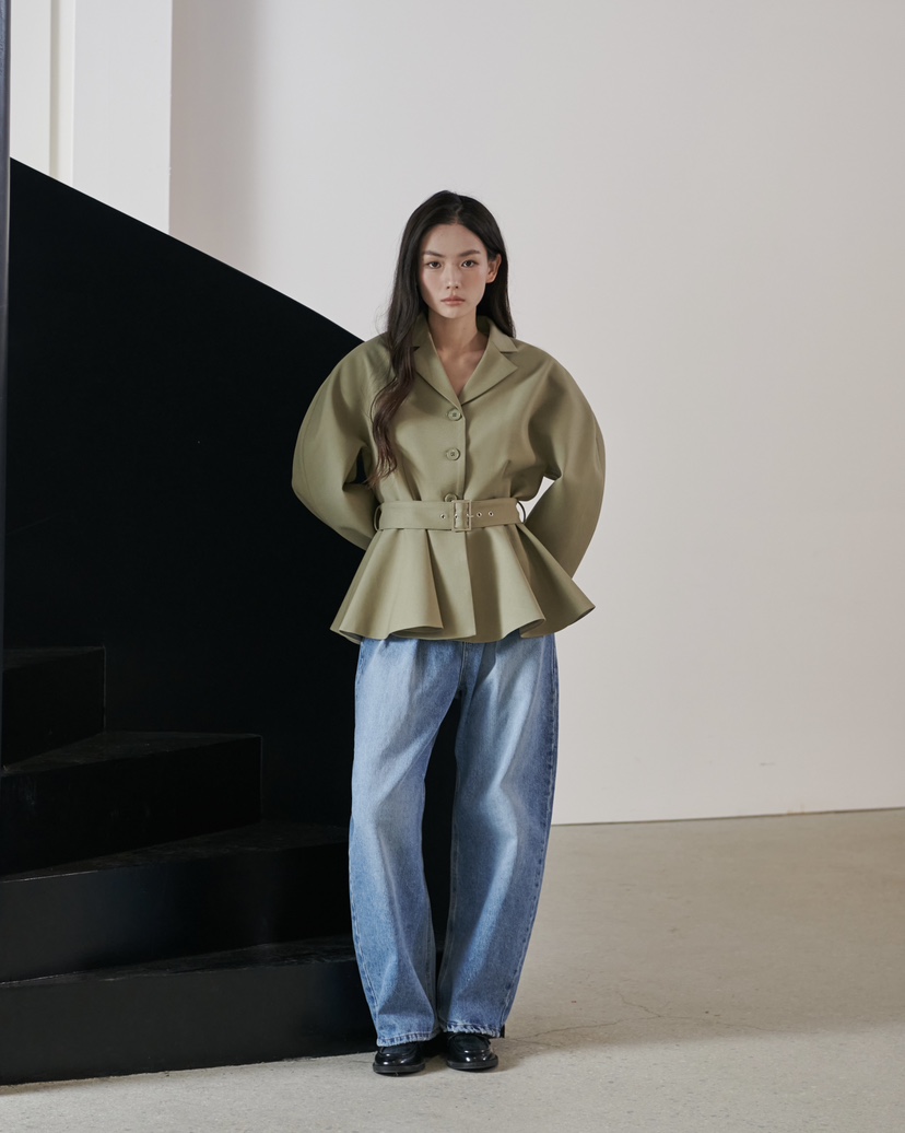 STAGE東大門代購女裝新品休閑26春夏時尚職業真品夾克含腰帶STAGE夾克