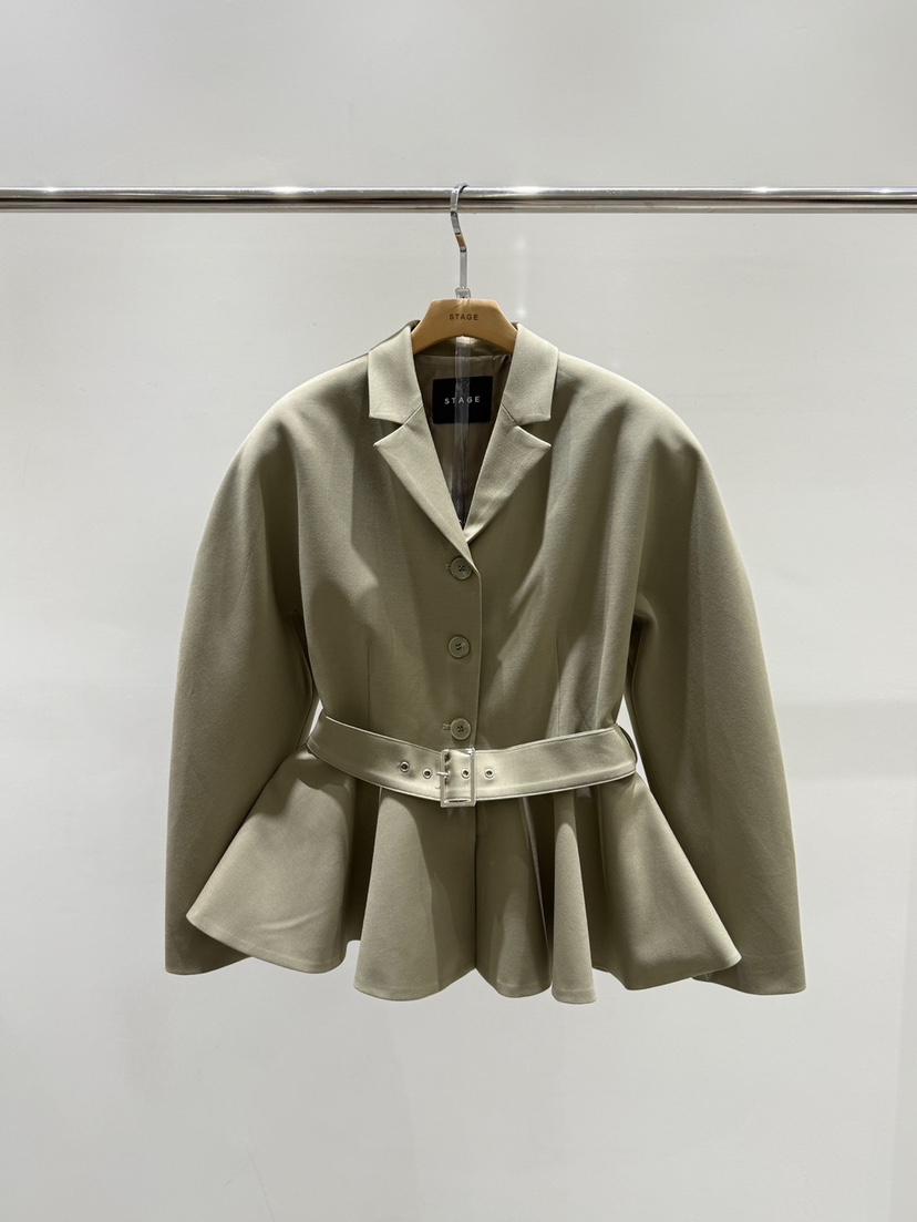 STAGE東大門代購女裝新品休閑26春夏時尚職業真品夾克含腰帶STAGE夾克圖色1