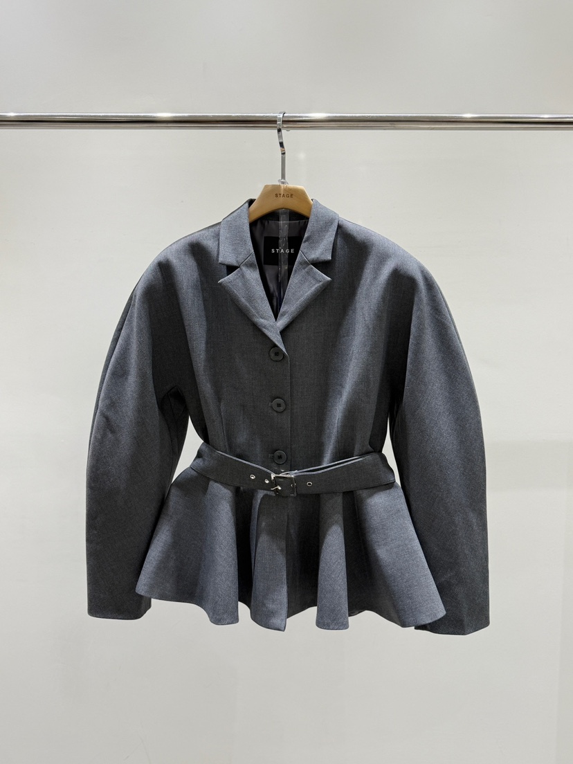 STAGE東大門代購女裝新品休閑26春夏時尚職業真品夾克含腰帶STAGE夾克圖色2