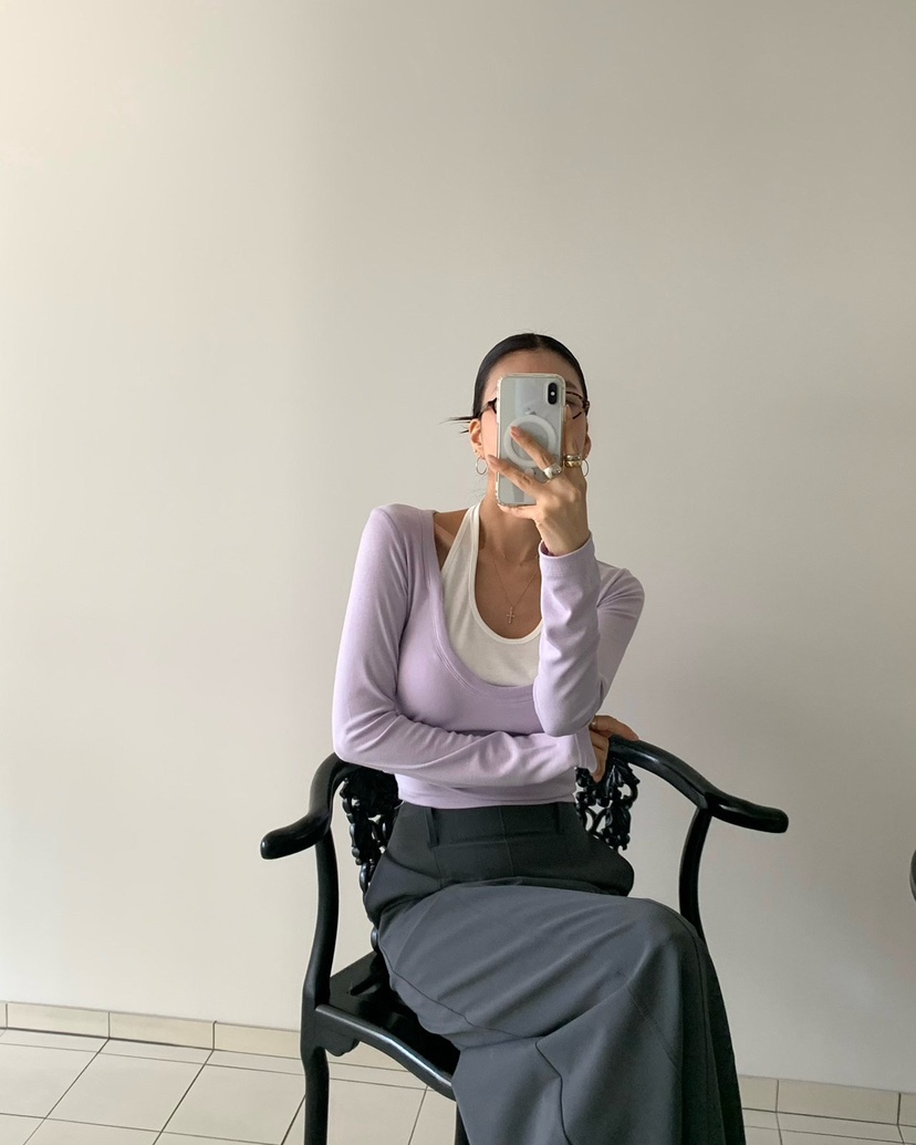 REVE CITE-L韓國直郵女裝新款真品休閑人氣長袖T恤假兩件REVE CITE-L長袖T恤