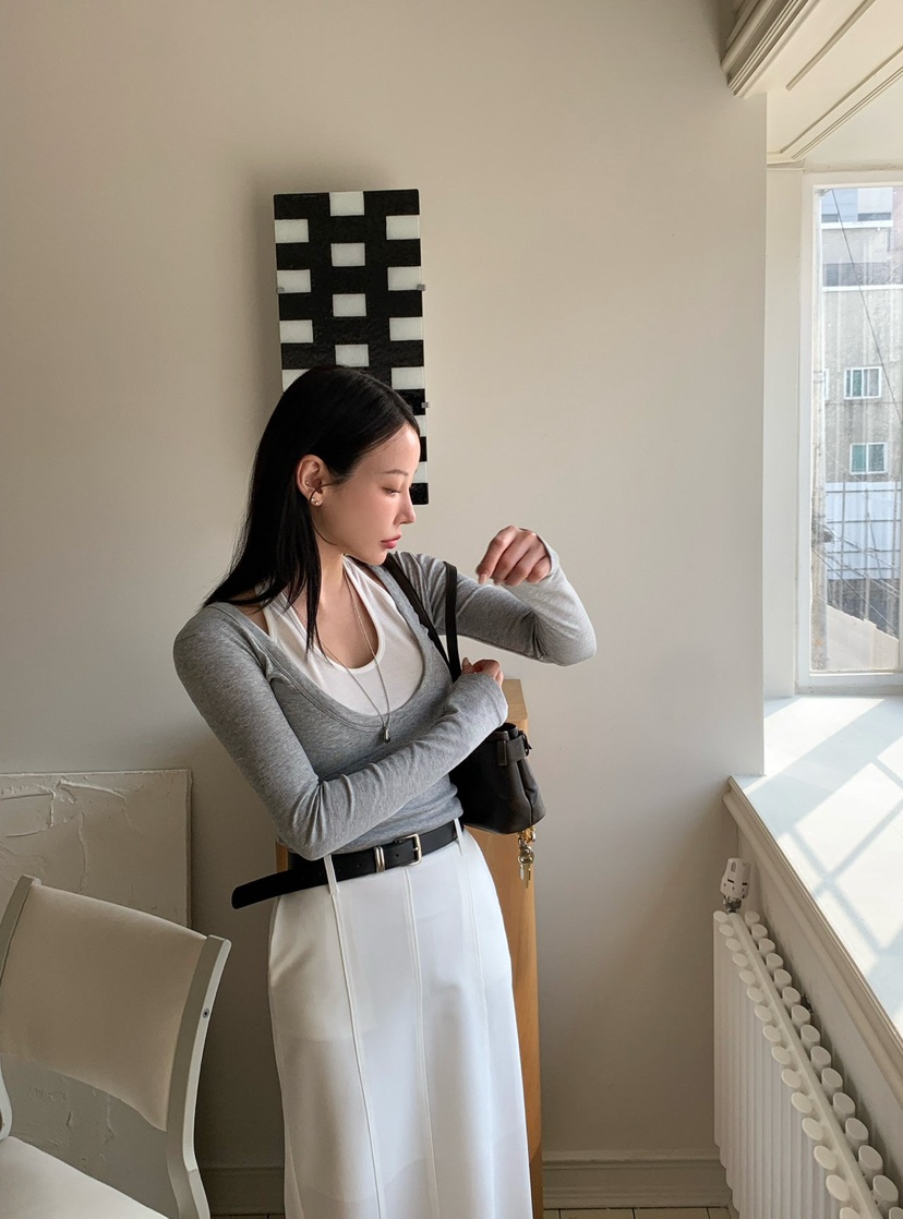 REVE CITE-L韓國直郵女裝新款真品休閑人氣長袖T恤假兩件REVE CITE-L長袖T恤