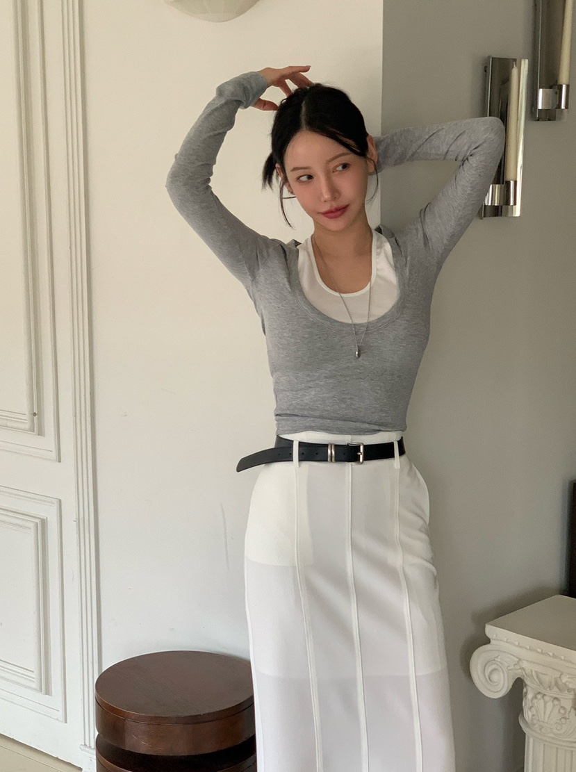 REVE CITE-L韓國直郵女裝新款真品休閑人氣長袖T恤假兩件REVE CITE-L長袖T恤圖色3