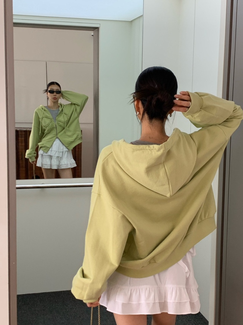 REVE CITE-L東大門代購女士新品休閑夾克連帽拉鏈衫荷葉邊REVE CITE-L夾克