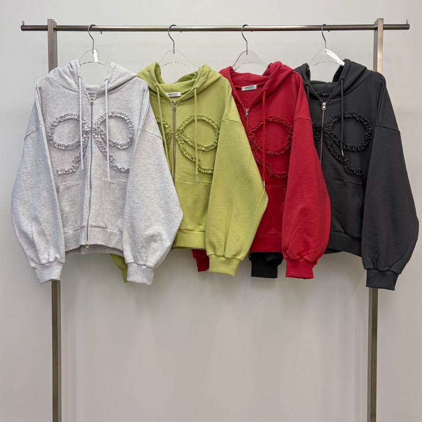 REVE CITE-L東大門代購女士新品休閑夾克連帽拉鏈衫荷葉邊REVE CITE-L夾克