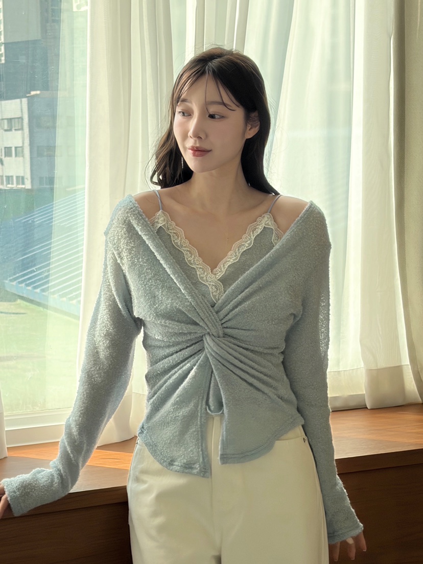 N BROWN東大門直郵女裝新款休閑職業襯衫蕾絲衫假兩件蕾絲N BROWN襯衫/蕾絲衫