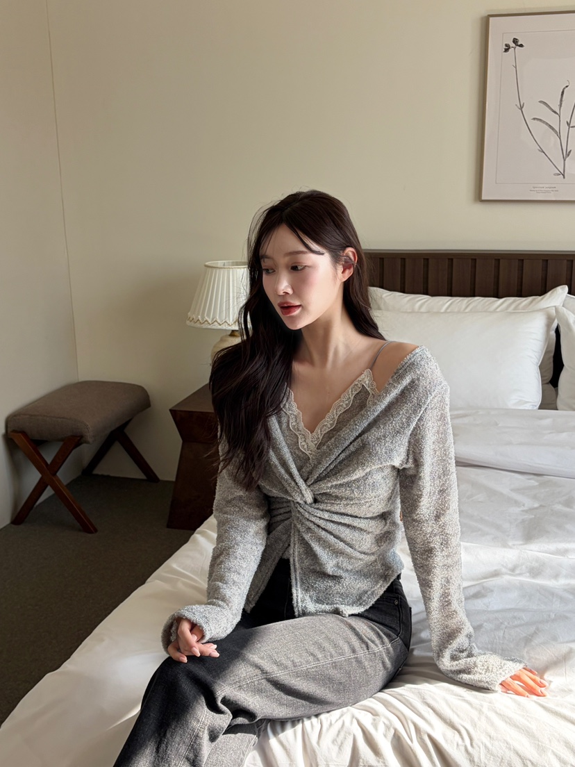 N BROWN東大門直郵女裝新款休閑職業襯衫蕾絲衫假兩件蕾絲N BROWN襯衫/蕾絲衫