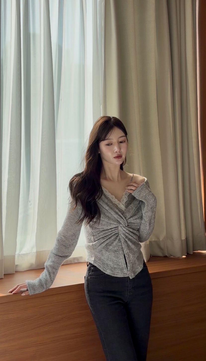 N BROWN東大門直郵女裝新款休閑職業襯衫蕾絲衫假兩件蕾絲N BROWN襯衫/蕾絲衫