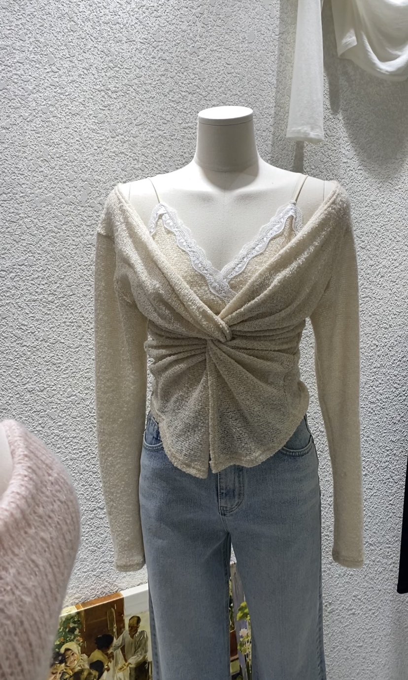 N BROWN東大門直郵女裝新款休閑職業襯衫蕾絲衫假兩件蕾絲N BROWN襯衫/蕾絲衫圖色1