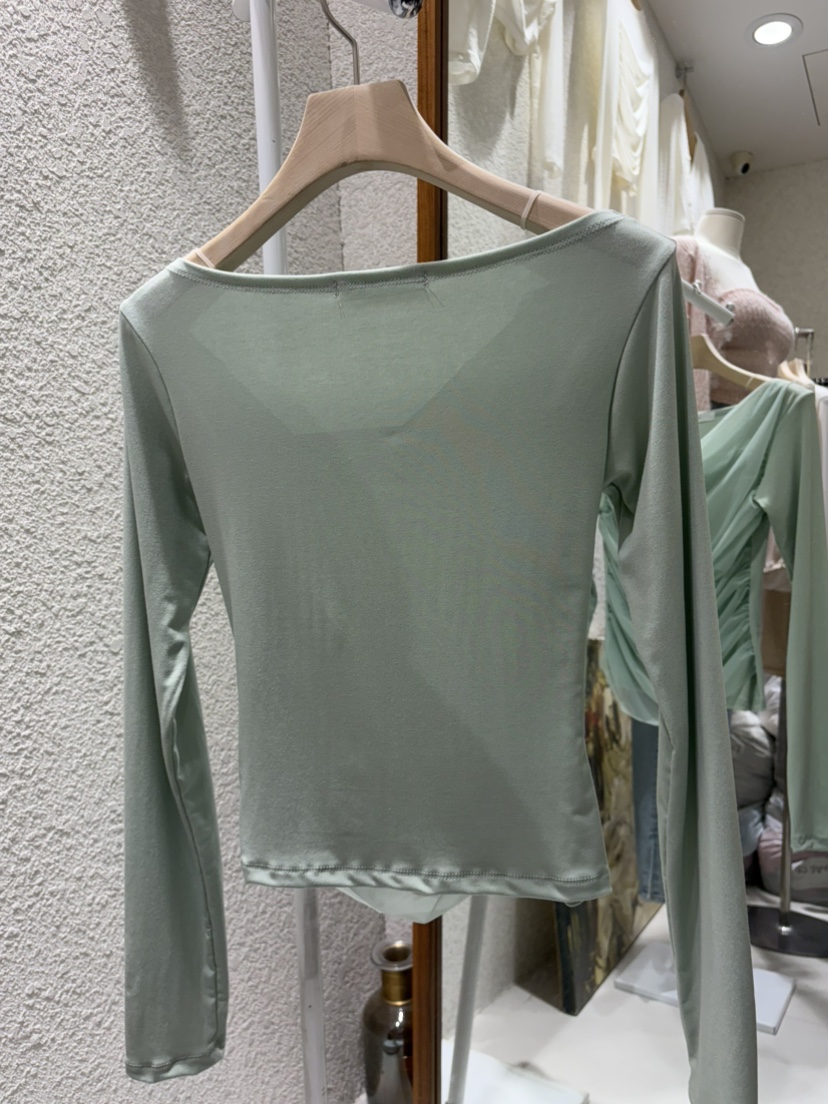 N BROWN東大門直郵女裝新品26春夏人氣推薦真品長袖T恤褶皺N BROWN長袖T恤