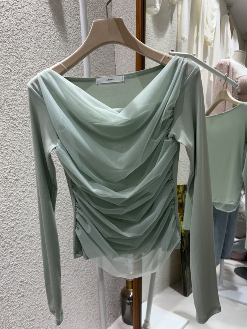 N BROWN東大門直郵女裝新品26春夏人氣推薦真品長袖T恤褶皺N BROWN長袖T恤圖色3