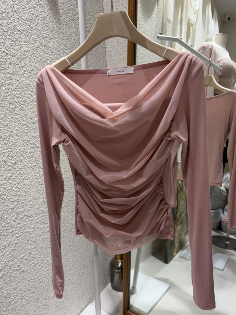 N BROWN東大門直郵女裝新品26春夏人氣推薦真品長袖T恤褶皺N BROWN長袖T恤圖色4