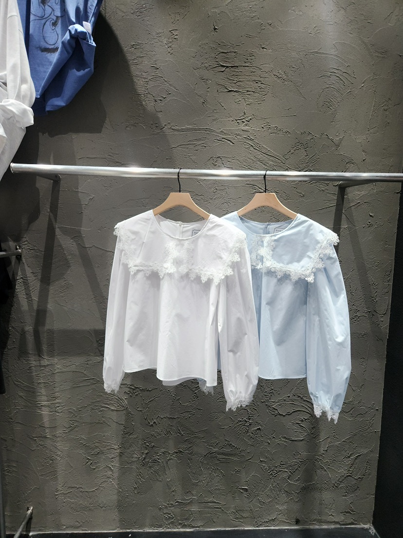 BLACK RIBBON-A東大門代購女裝新款熱賣襯衫蕾絲衫蕾絲BLACK RIBBON-A襯衫/蕾絲衫
