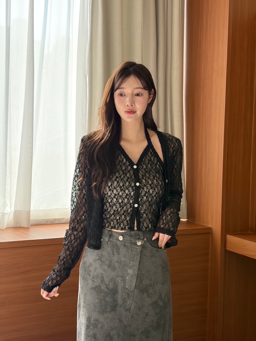 N BROWN韓國代購女士新品休閑襯衫蕾絲衫假兩件套裝蕾絲N BROWN襯衫/蕾絲衫