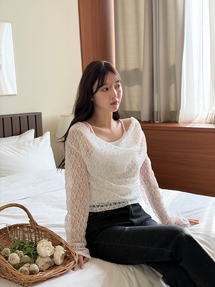 N BROWN東大門代購女裝新品職業休閑襯衫蕾絲衫假兩件套裝N BROWN襯衫/蕾絲衫