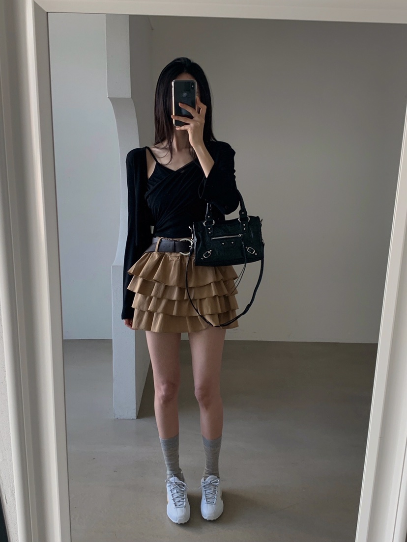 VERANDA東大門實拍女裝新品職業時尚休閑推薦短裙含腰帶棉VERANDA短裙