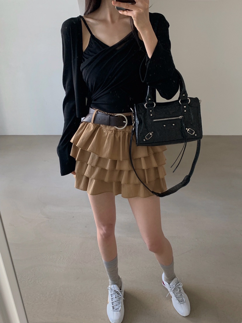 VERANDA東大門實拍女裝新品職業時尚休閑推薦短裙含腰帶棉VERANDA短裙