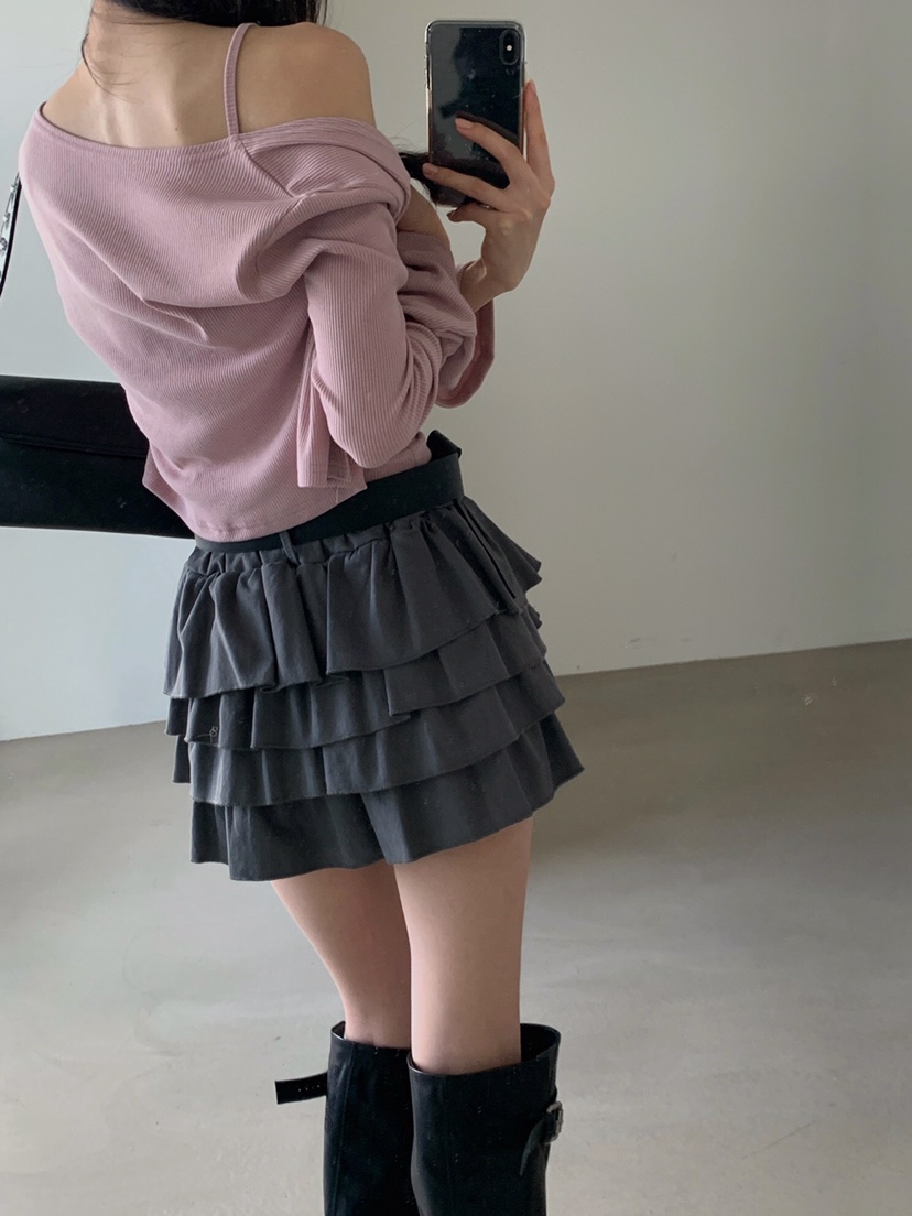 VERANDA東大門實拍女裝新品職業時尚休閑推薦短裙含腰帶棉VERANDA短裙