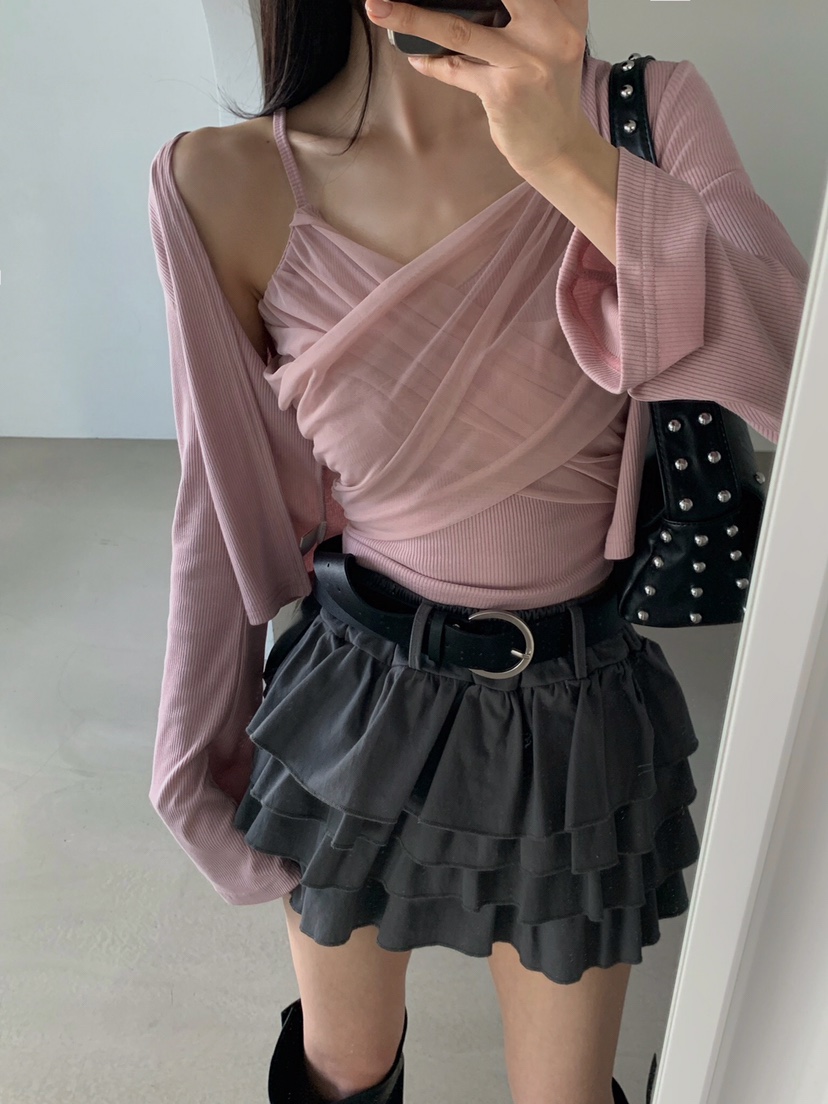 VERANDA東大門實拍女裝新品職業時尚休閑推薦短裙含腰帶棉VERANDA短裙