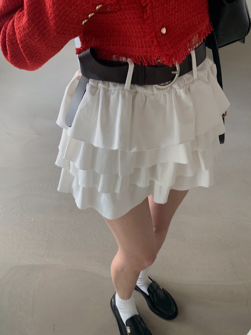 VERANDA東大門實拍女裝新品職業時尚休閑推薦短裙含腰帶棉VERANDA短裙