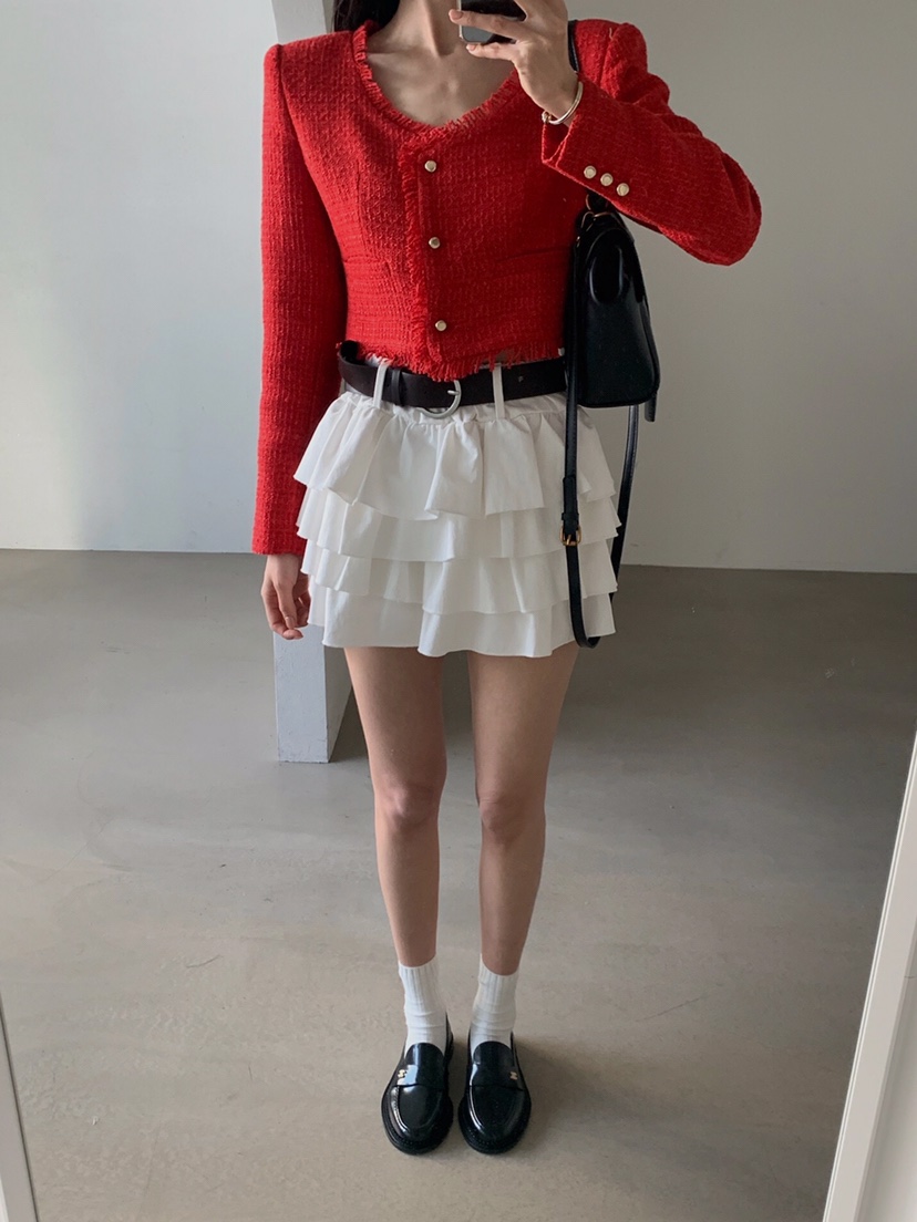 VERANDA東大門實拍女裝新品職業時尚休閑推薦短裙含腰帶棉VERANDA短裙