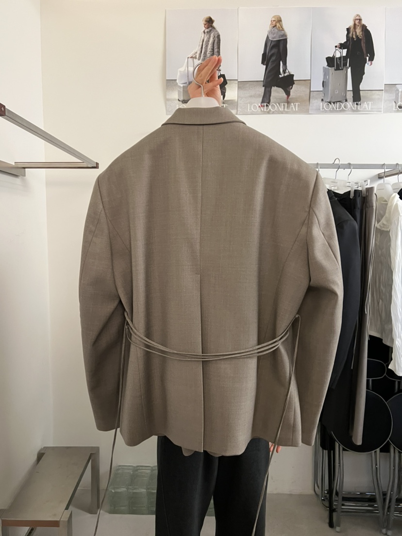 LONDON FLAT韓國直郵女裝新品休閑26春夏職業夾克含腰繩LONDON FLAT夾克